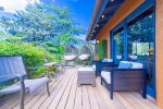 Outdoor deck from living room and master